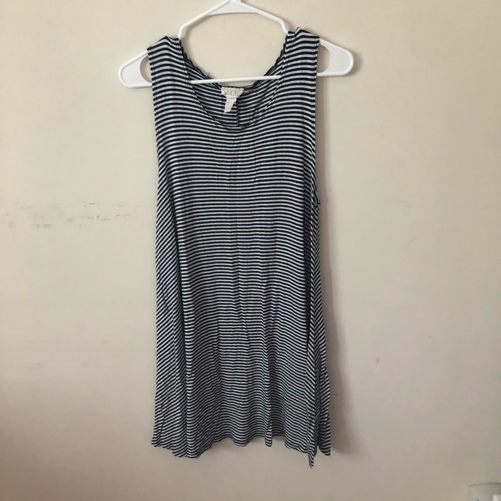 Blue & white striped thick-strapped t-shirt dress